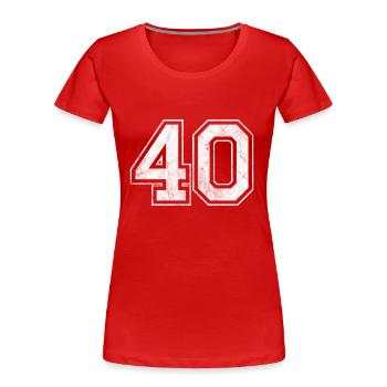 Numéro 40 - T-shirt bio Premium Femme - rouge - Devant - Mia (176cm)