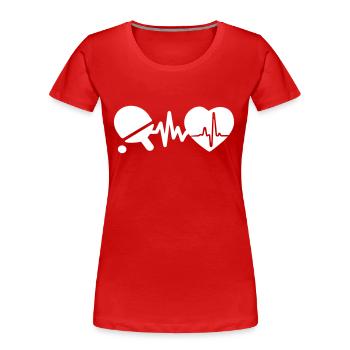 Tischtennis ist Leben Herzschlag für Spieler - Frauen Premium Bio T-Shirt - Rot - Vorne - Mia (176cm)