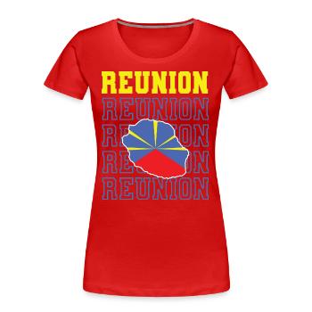 idee cadeau drapeau carte ile de la reunion 974 - T-shirt bio Premium Femme - rouge - Devant - Mia (176cm)