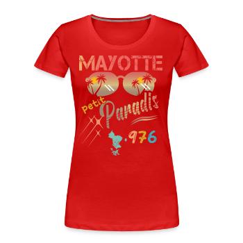 idee cadeau design graphique carte de Mayotte 976 - T-shirt bio Premium Femme - rouge - Devant - Mia (176cm)