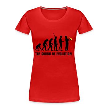 evolution_saxophon_b_2c - Frauen Premium Bio T-Shirt - Rot - Vorne - Mia (176cm)