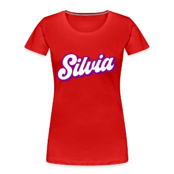 Silvia | Farben änderbar - Frauen Premium Bio T-Shirt - Rot - Vorne - Mia (176cm)