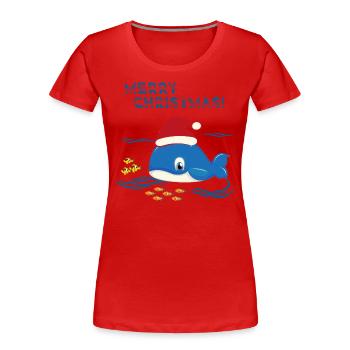 Christmas Whale Sea Ocean - Women's Premium Organic T-Shirt - red - Front - Mia (176cm)