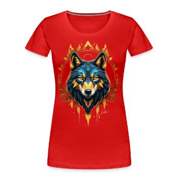 Geometrischer Goldwolf - Frauen Premium Bio T-Shirt - Rot - Vorne - Mia (176cm)