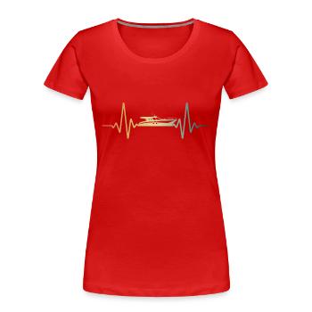 Herzschlag Boot Schiff EKG Puls - Frauen Premium Bio T-Shirt - Rot - Vorne - Mia (176cm)