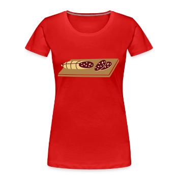 Schneidebrett mit Salami _s1 - Frauen Premium Bio T-Shirt - Rot - Vorne - Mia (176cm)