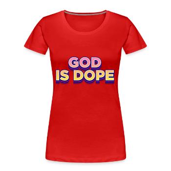 Gott Religion - Frauen Premium Bio T-Shirt - Rot - Vorne - Mia (176cm)
