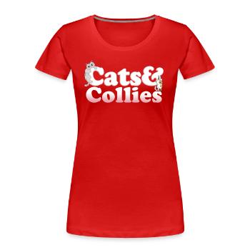 Chats et colleys Kawaii mignons pour femmes - T-shirt bio Premium Femme - rouge - Devant - Mia (176cm)