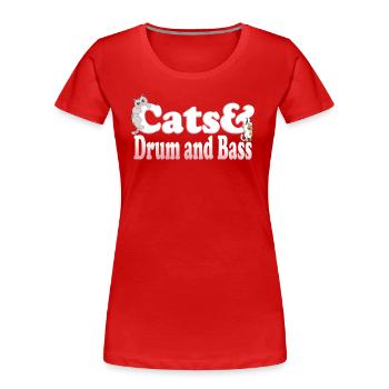 Cute Kawaii Cats And Drum and Bass Women's Cat and - Frauen Premium Bio T-Shirt - Rot - Vorne - Mia (176cm)
