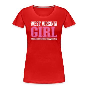 Femmes De Virginie-Occidentale Fille Comme Une Fille Normale Mais - T-shirt bio Premium Femme - rouge - Devant - Mia (176cm)
