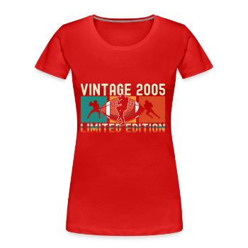 Footballs Birthday Limited Edition Vintage 2005 - Women's Premium Organic T-Shirt - red - Front - Mia (176cm)