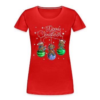 Merry Christmas Gingerbread Christmas Ball Motif - Women's Premium Organic T-Shirt - red - Front - Mia (176cm)