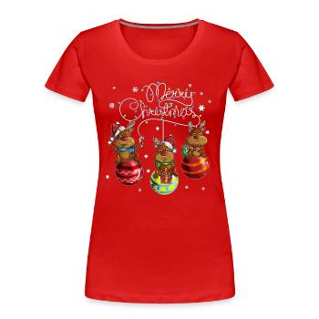 Merry Christmas Reindeer Christmas Ball Motif - Women's Premium Organic T-Shirt - red - Front - Mia (176cm)