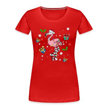 Pyjama de Noël Décoration de Noël Flamingo Kids - T-shirt bio Premium Femme - rouge - Devant - Mia (176cm)