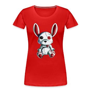 Hase Herz Halloween Grusel Hase Stofftier Design - Frauen Premium Bio T-Shirt - Rot - Vorne - Mia (176cm)