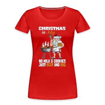 Instead of milk cookies beer and BBQ Christmas In July - Women's Premium Organic T-Shirt - red - Front - Mia (176cm)