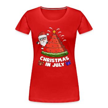Sapin pastèque X Mas Vacances Noël - T-shirt bio Premium Femme - rouge - Devant - Mia (176cm)