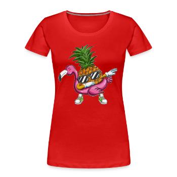 Pineapple Dabbing Flamingo Swimming Tire Holiday Rip - Women's Premium Organic T-Shirt - red - Front - Mia (176cm)