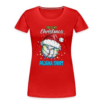 Volleyball Player Christmas Sleeping Shirt Pajamas - Women's Premium Organic T-Shirt - red - Front - Mia (176cm)