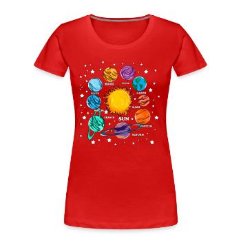 Planeten Sonne Planetensystem Weltraum Weltall Fan - Frauen Premium Bio T-Shirt - Rot - Vorne - Mia (176cm)