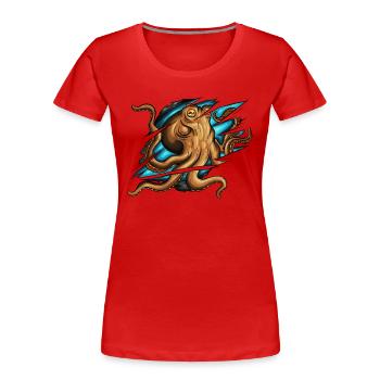 Verschobenes Kratzer Oktopus Tintenfisch Kostüm - Frauen Premium Bio T-Shirt - Rot - Vorne - Mia (176cm)