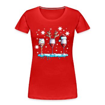 Rotwein Weinglas mir Geweih und Schnee Weihnachten - Frauen Premium Bio T-Shirt - Rot - Vorne - Mia (176cm)