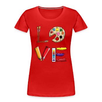 Zeichnen Kunstliebhaber Tuschkasten Pinsel Love - Frauen Premium Bio T-Shirt - Rot - Vorne - Mia (176cm)