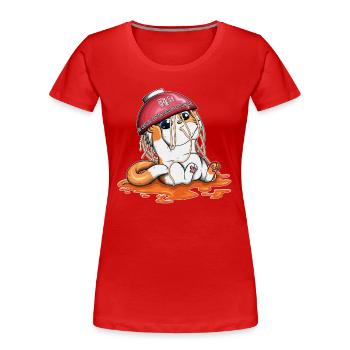 Chaton chat amoureux des pâtes aime le bol de pâtes - T-shirt bio Premium Femme - rouge - Devant - Mia (176cm)