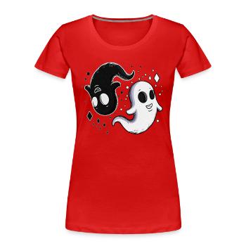 Ying Yang Children Ghost Witching Hour Halloween - Women's Premium Organic T-Shirt - red - Front - Mia (176cm)