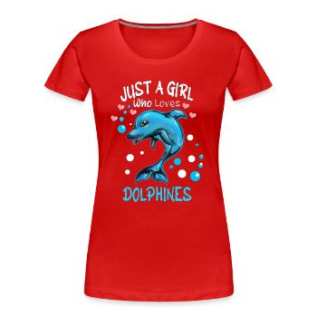 Mammifère marin dauphin Fille qui aime les dauphins - T-shirt bio Premium Femme - rouge - Devant - Mia (176cm)