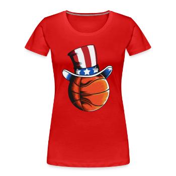 Funny Basketball America Flag Basketball Player - Women's Premium Organic T-Shirt - red - Front - Mia (176cm)
