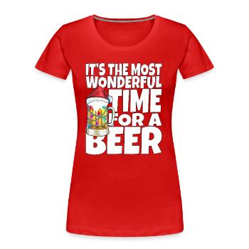 Amateur de bière disant Noël papa grand-père verre à bière - T-shirt bio Premium Femme - rouge - Devant - Mia (176cm)