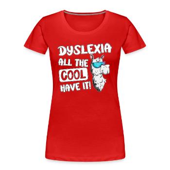 Schreiben lesen Lernen Legasthenie Lama Alpaka - Frauen Premium Bio T-Shirt - Rot - Vorne - Mia (176cm)