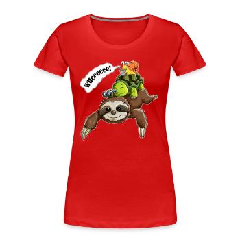 Sloth, Turtles, Snails, Wheeeee - Women's Premium Organic T-Shirt - red - Front - Mia (176cm)
