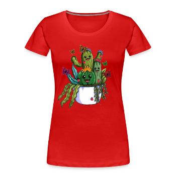 Garden Plant, Desert Plants, Cactus, Butterflies - Women's Premium Organic T-Shirt - red - Front - Mia (176cm)