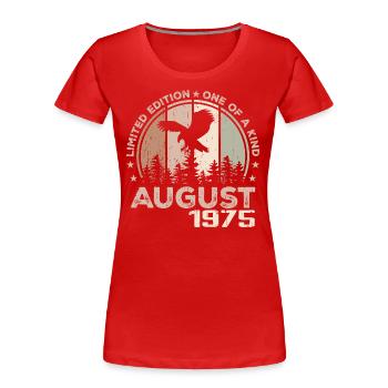 Unvergleichlich seit August 1975, 49. Jahrestag - Frauen Premium Bio T-Shirt - Rot - Vorne - Mia (176cm)