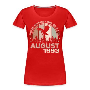 Unvergleichlich seit August 1993, 31. Jubiläum - Frauen Premium Bio T-Shirt - Rot - Vorne - Mia (176cm)