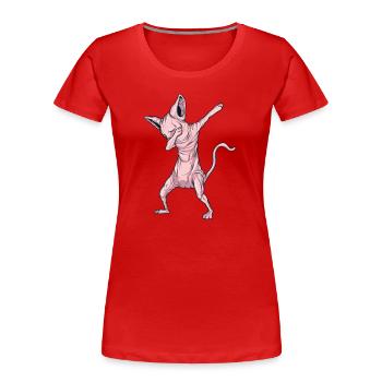Cool and trendy Sphynx cat dabbing - Women's Premium Organic T-Shirt - red - Front - Mia (176cm)