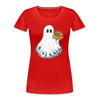 Books Reading Ghost Ghost on Halloween - Women's Premium Organic T-Shirt - red - Front - Mia (176cm)