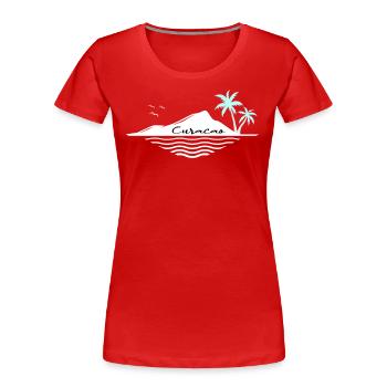 Curacao Insel mit Palmen Traumurlaub Reiseziel - Frauen Premium Bio T-Shirt - Rot - Vorne - Mia (176cm)