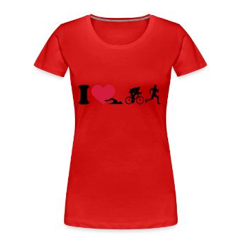 Triathlon - Frauen Premium Bio T-Shirt - Rot - Vorne - Mia (176cm)