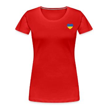 Ukraine Flag Heart - Women's Premium Organic T-Shirt - red - Front - Mia (176cm)