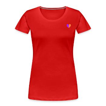 Two-tone heart purple-orange - Women's Premium Organic T-Shirt - red - Front - Mia (176cm)