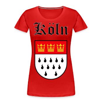 Coat of arms of Cologne with black lettering - Women's Premium Organic T-Shirt - red - Front - Mia (176cm)