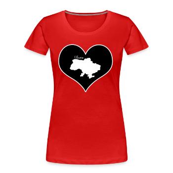 Black Heart Ukraine map - Women's Premium Organic T-Shirt - red - Front - Mia (176cm)