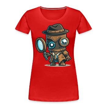 Detektiv-Bot - Frauen Premium Bio T-Shirt - Rot - Vorne - Mia (176cm)