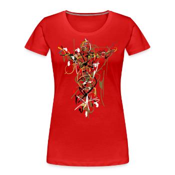 abstrakt - Frauen Premium Bio T-Shirt - Rot - Vorne - Mia (176cm)