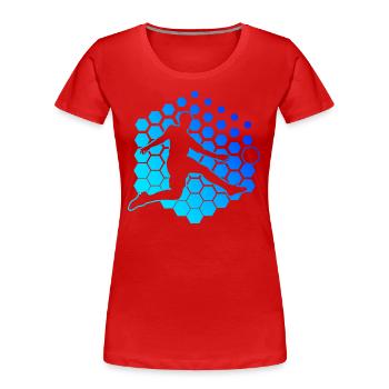 Football players Footballers Playing football - Women's Premium Organic T-Shirt - red - Front - Mia (176cm)