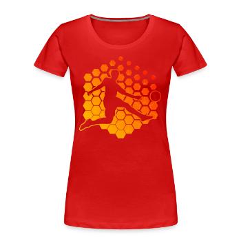 Fussballspielen Fussballer Fussballspieler - Frauen Premium Bio T-Shirt - Rot - Vorne - Mia (176cm)