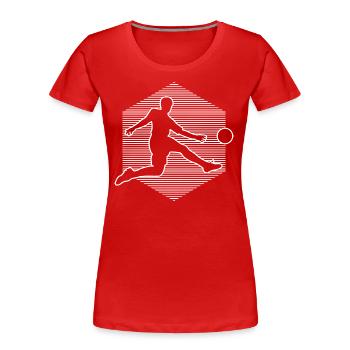 Fussballspieler Fussballspielen Fussball Herren - Frauen Premium Bio T-Shirt - Rot - Vorne - Mia (176cm)